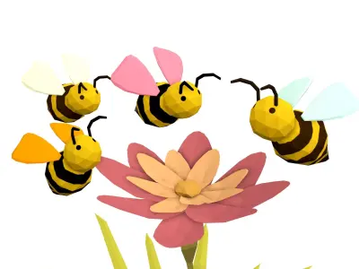 Cartoon Bees -LOW POLY Low-poly 3D model