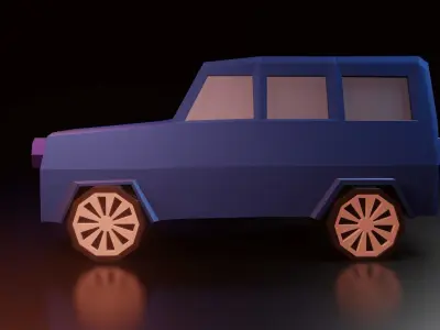 low poly jeep car Low-poly 3D model