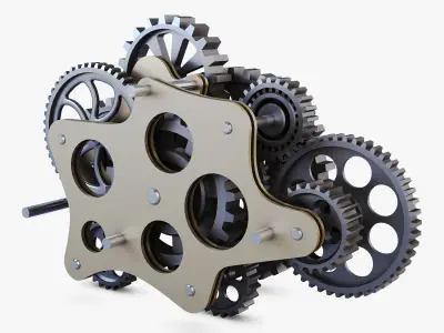 Gear Mechanism Low Poly v 8 Low-poly 3D model