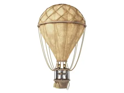 Vintage Hot Air Balloon Low-poly 3D model