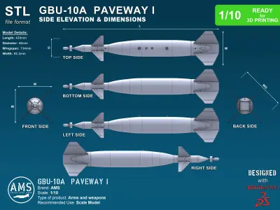 GBU-10A Paveway I - Scale 1-10 3D print model