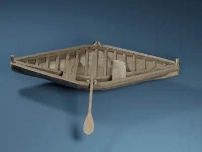 Rowboat wooden boat 3D model