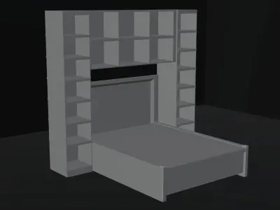 Bed Frame with Shelves - Low poly PBR bedding shelving Free low-poly 3D model