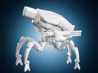 Futuristic Spider Combat Mech Robot 3D print model