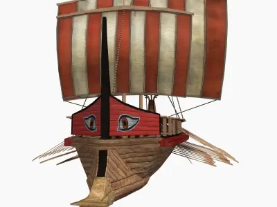 Low-poly Greek Trireme Low-poly 3D model