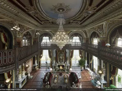 3DSSD ornate room with chandelier 3D model