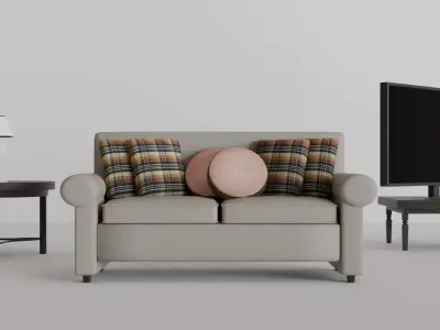 Living Room Furniture Asset Pack Sofa TV Lamp Tables Low-Poly 1 Low-poly 3D model