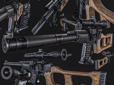 VSS Sniper Rifle Low-poly 3D model