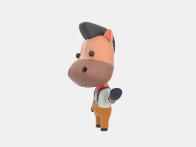 Cute Horse 3D Illustration 3D model