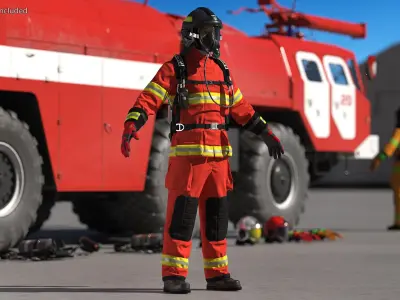 Firefighter Fully Equipped Rigged 3D model