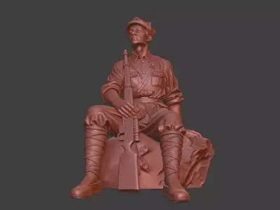 Military sculpture warrior  military battle war hero  soldier 3D print model 30