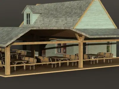 Bar House Wooden Low-poly 3D model