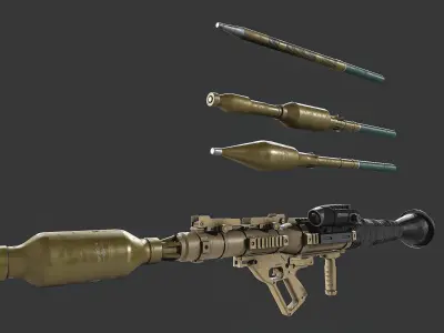 GS-777 Rocket Launcher With Ammunition Low-poly 3D model