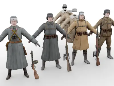 infantry USSR  Low-poly 3D model