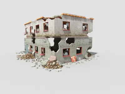 low poly destroyed building 6 Low-poly 3D model