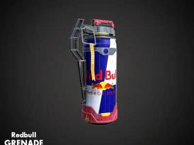 Redbull grenade stylized  Low-poly 3D model