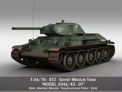 T-34-76 - Model 1941 -Soviet medium tank - 07 3D model