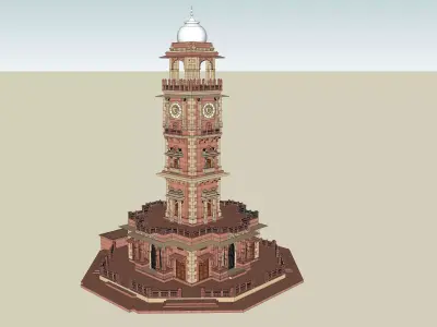 Indian Ghantaghar jodhpur tower Low-poly 3D model