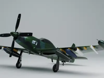 Piper PA-48 Enforcer - That BADASS MUSTANG - Low-poly 3D model