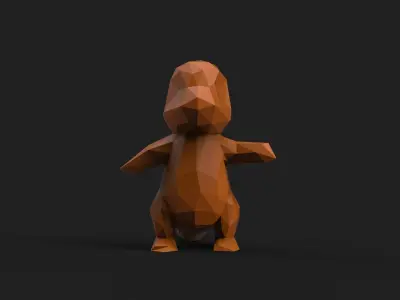 Charmander Low Poly dinosaur 3D print model