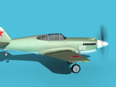 Curtiss P-40B Tomahawk V13 Soviet Union 3D model