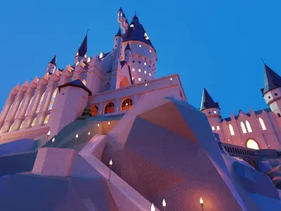 Cartoon Harry Porter Hogwarts Castle 3D model