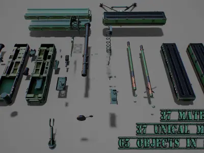 Missile launcher scene Low-poly 3D model