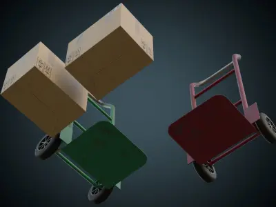 Hand Truck And Boxes 5B Low-poly 3D model