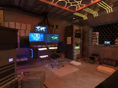 Science fiction hacker server room 3D model