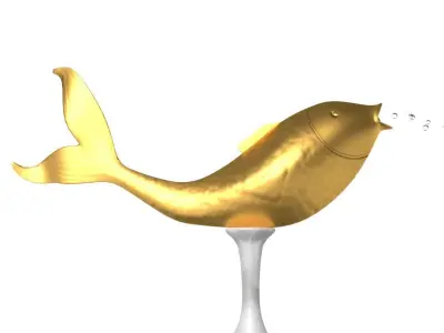 Fountain with Fish Sculpture 3D model