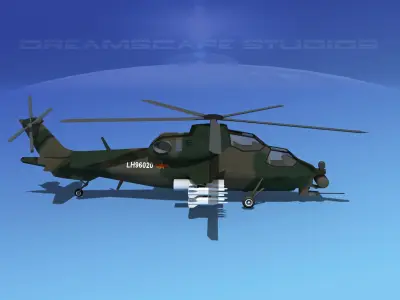 WZ-10 Attack Helicopter V04 Low-poly 3D model
