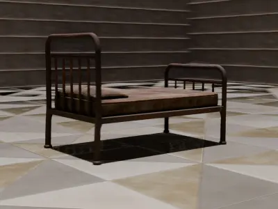 Rusty Metal Bed  Low Poly Game Ready 3D Model Free low-poly 3D model