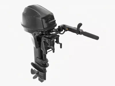 Outboard portable boat motor with tiller used 3D model