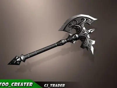 Magic Spell Axe Fantasy Axe Low-Poly 3D Model Low-poly 3D model