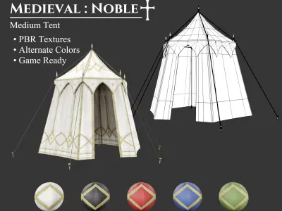 Medieval Noble Camp Tent Medium Low-poly 3D model