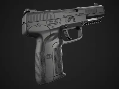 Fn Five-SeveN FDE Black Game Ready Low-poly 3D model
