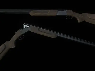 Double-barrel shotgun Low-poly 3D model