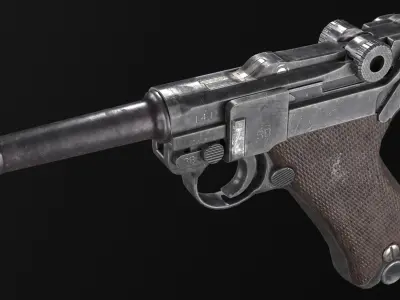 Luger P08 Pistol Low-poly 3D model