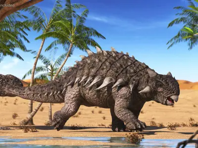 Ankylosaurus from Desert Habitats Rigged for Cinema 4D 3D model