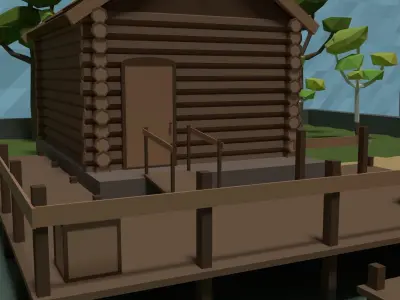 LowPoly Fishermans Hut Low-poly 3D model
