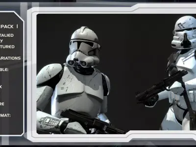 Clone Trooper Phase II Legion pack Low-poly 3D model