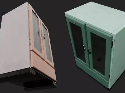 1950s Commercial Refrigerator Low-poly 3D model