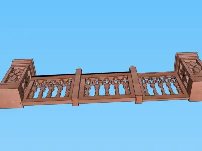 indian jodhpuri stone railing with balester 3d modal Low-poly 3D model