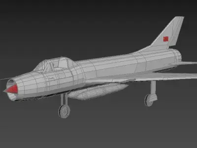 su-7 jet Low-poly 3D model
