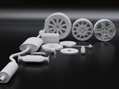 Car parts Pack Low-poly 3D model