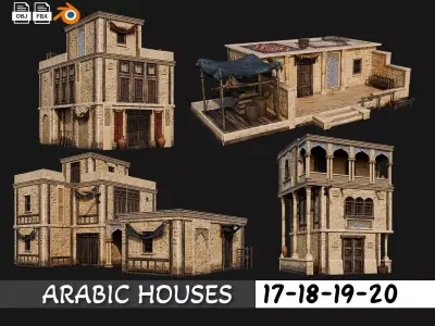 17-20 - Arabic Houses 4K Low-poly 3D model
