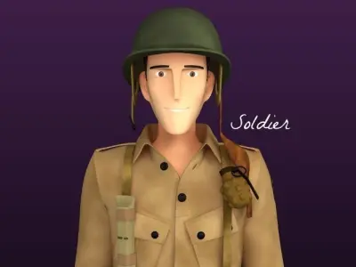 cartoon WW2 Character - Soldier 3D model