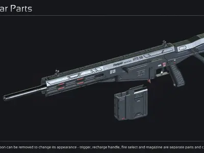 Scifi Sniper Rifle NTS 56 Low-poly 3D model