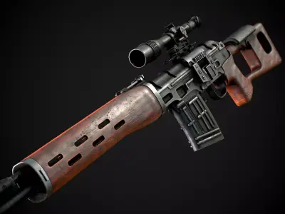 AAA Dragunov Game Ready PBR Low-poly 3D model