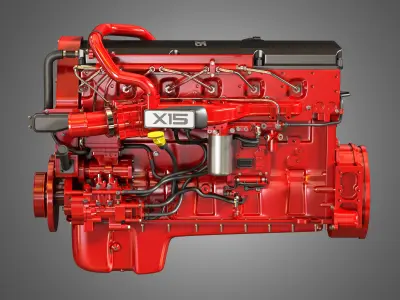 X15 Heavy Duty Truck Engine - 6 Cylinder Diesel Engine 3D model